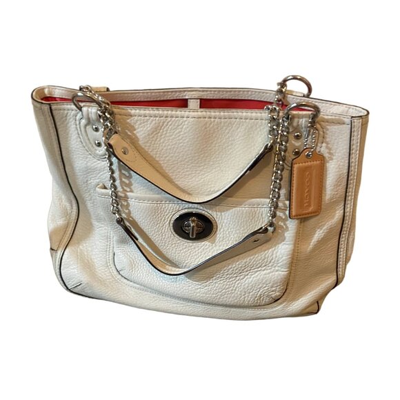 Coach White Leather Purse with Chain Handles - Picture 1 of 5